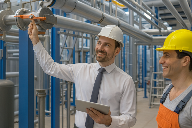 Techniker an Schaltanlage bei Inbetriebnahme