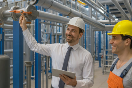 Ingenieur prüft Anlage für Retrofit-Analyse